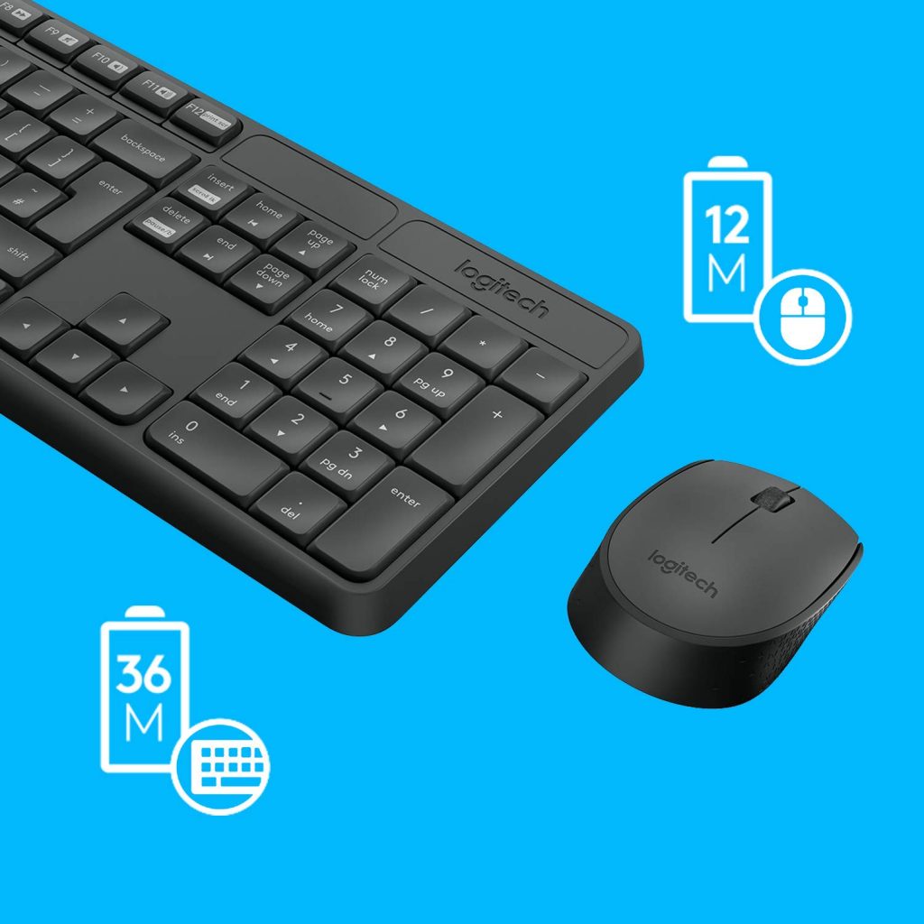 Logitech MK235 Wireless Keyboard and Mouse Combo for Windows, 2.4 GHz ...