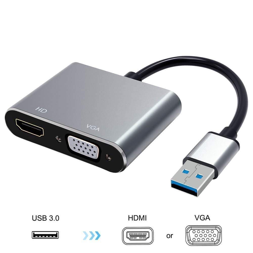 USB 3.0 to HDMI USB to HDMI VGA Sync Output, 4K HD 1080P 2-in-1 USB to HDMI Converter Support Windows 7/8/10 [only for Windows] Pam Infotech